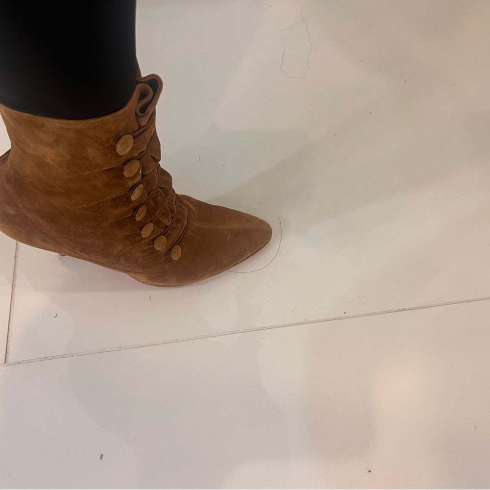 Brown Suede Button-Up Ankle Boots! FINAL SALE